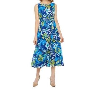 Evan Picone Black Label Ruched Belted Floral Chiffon Overlay Dress Size 12